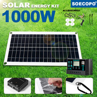 SOECOPO 1000W Solar Kit: 18V Panel + 30A - 100A Controller, Portable for Camping, Home Renewable Energy, Eco - Friendly Power