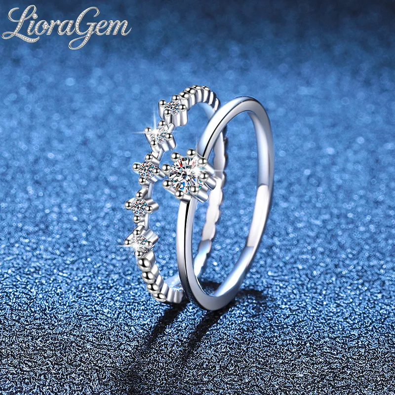 LioraGem Stackable Tail Ring, Thin Band Ring with 0.1-carat Moissanite, Two Ways To Wear, Women's Ring Platinum PT950 Stamp
