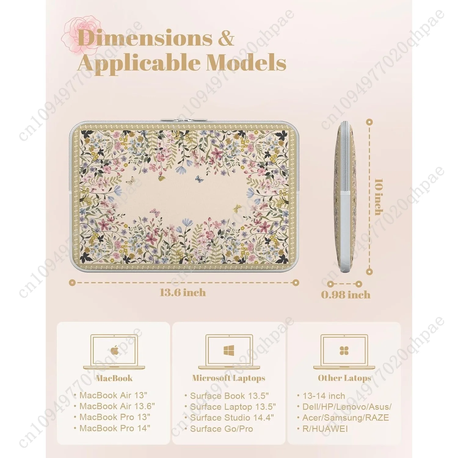 حافظة كمبيوتر محمول iLeadon مقاس 13-14 بوصة لجهاز MacBook Air M3/M2/M1، MacBook Pro 13/14 بوصة، حافظة كمبيوتر محمول واقية رفيعة لجهاز Chromebook، H