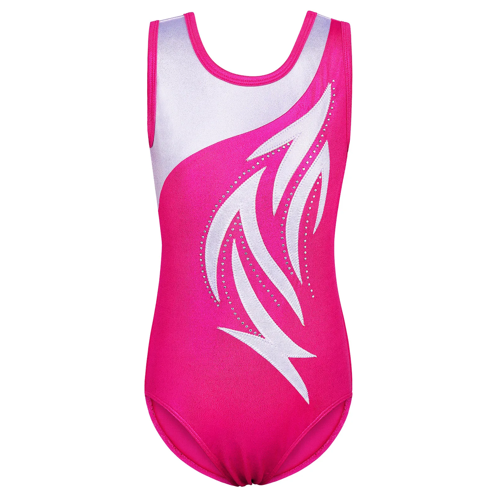 BAOHULU Ballet Leotard for Girls Gymnastics Embroidery Diamond Dancewear Sleeveless Activewear Ballerina Training Clothes