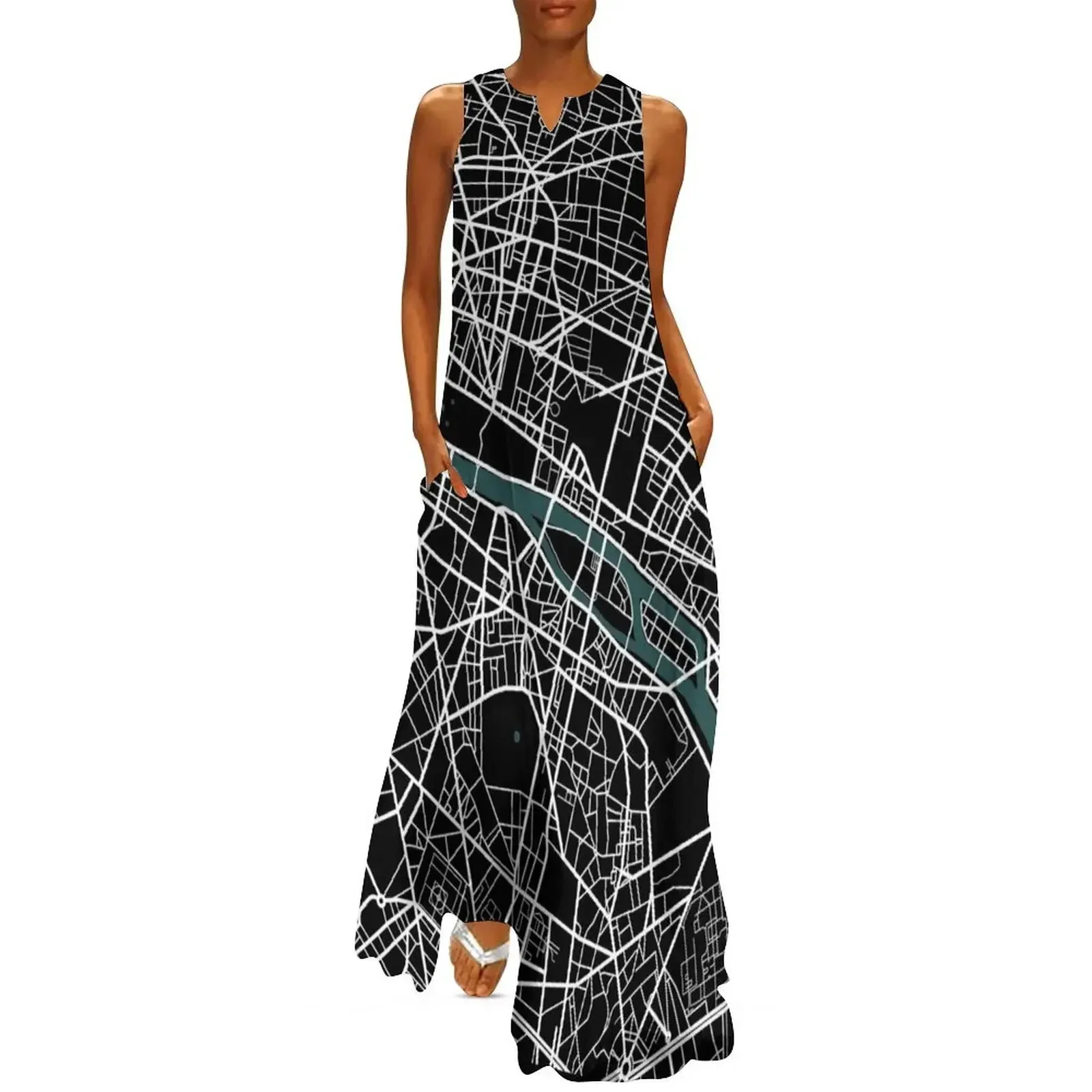 

Paris Map Long Dress summer women's suit dresses for women 2025 elegant women's dresses for wedding evening dress ladies Dress