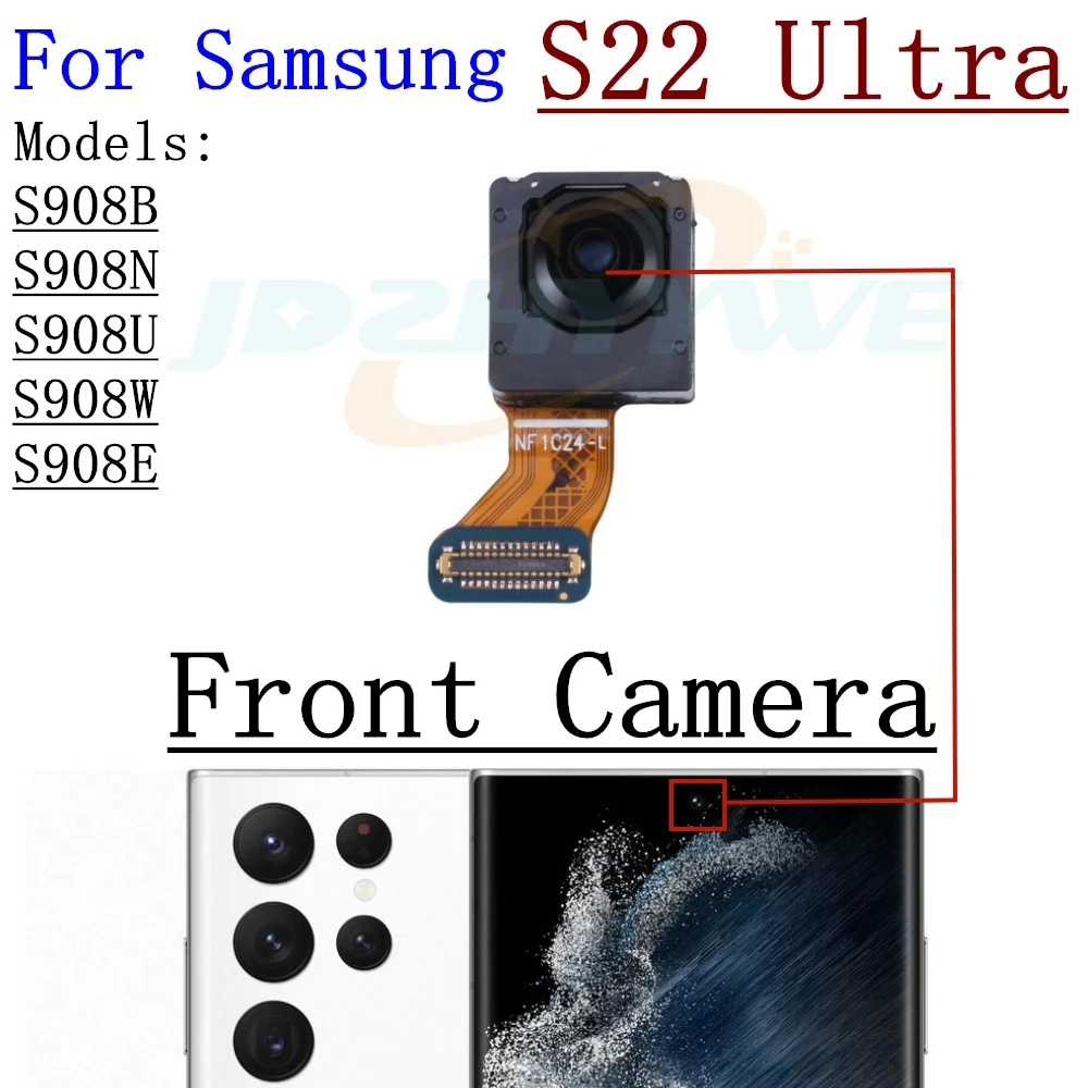 Front Back Camera For Samsung Galaxy S22 Ultra S908 Selfie Frontal Backside Main Rear Facing Camera Module Flex Parts