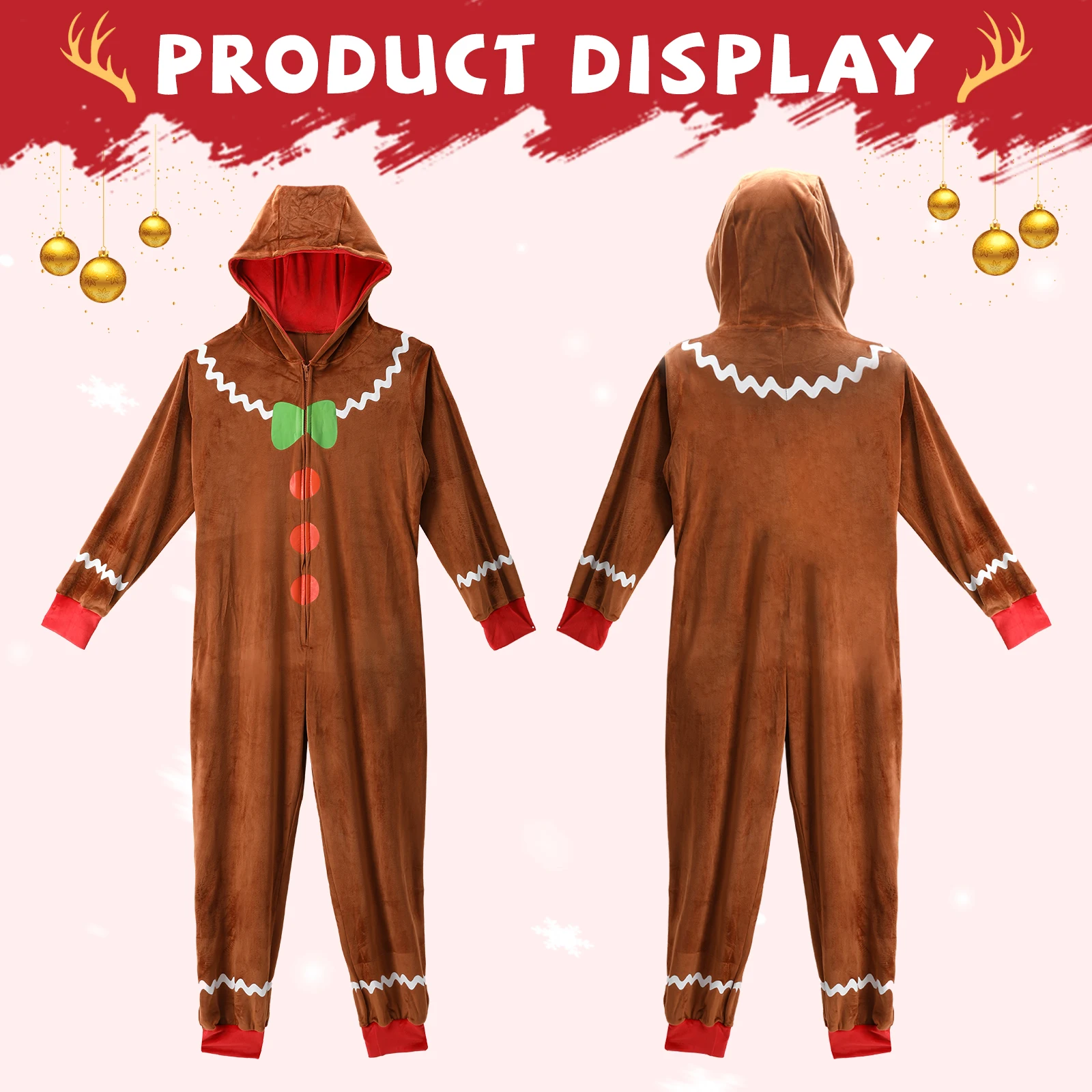 رجل الزنجبيل منامة زي للكبار بنين بنات ملابس المنزل عيد الميلاد الزنجبيل الزي تأثيري ارتداءها مقنعين للجنسين