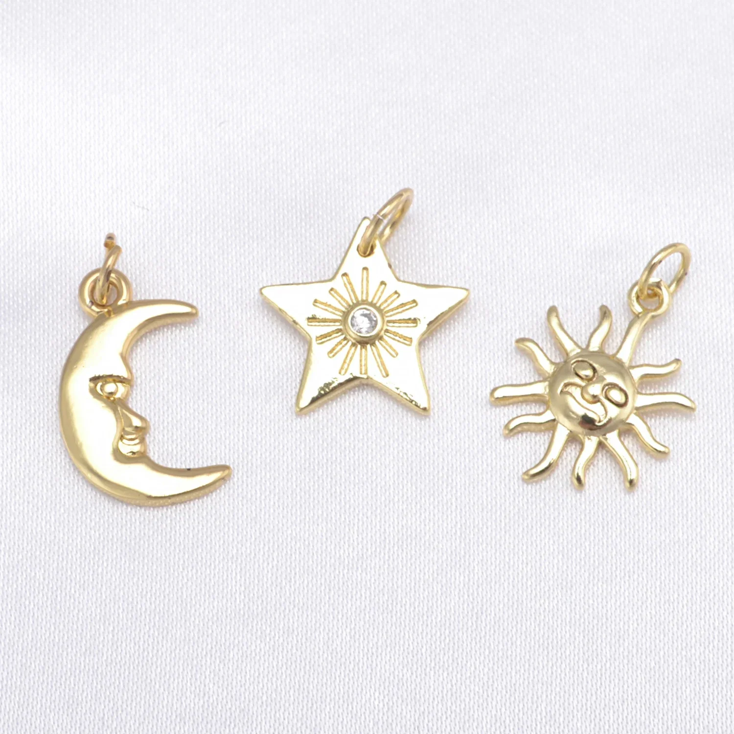 20 Pcs Sky Sun Moon Star Pendant Handmade Diy Jewelry Bracelet Necklace Earring Making Supplies Copper Plating Charm Wholesale