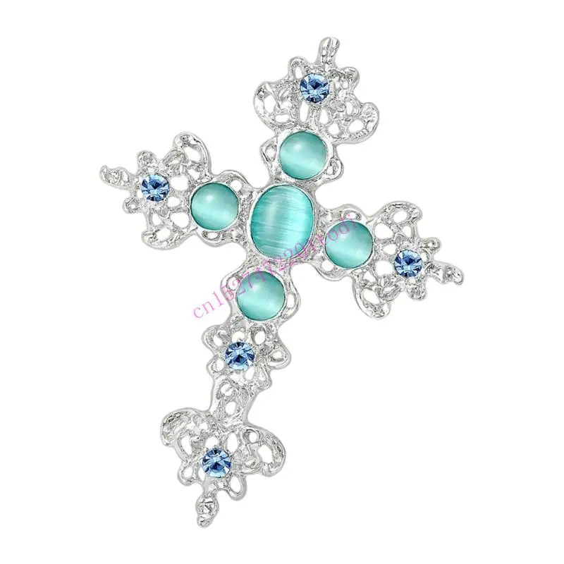 Statement Crossed Pin Sparkling Rhinestones Handmade Brooch Jewelry for Women Men Handmade Wedding Accessory M76B
