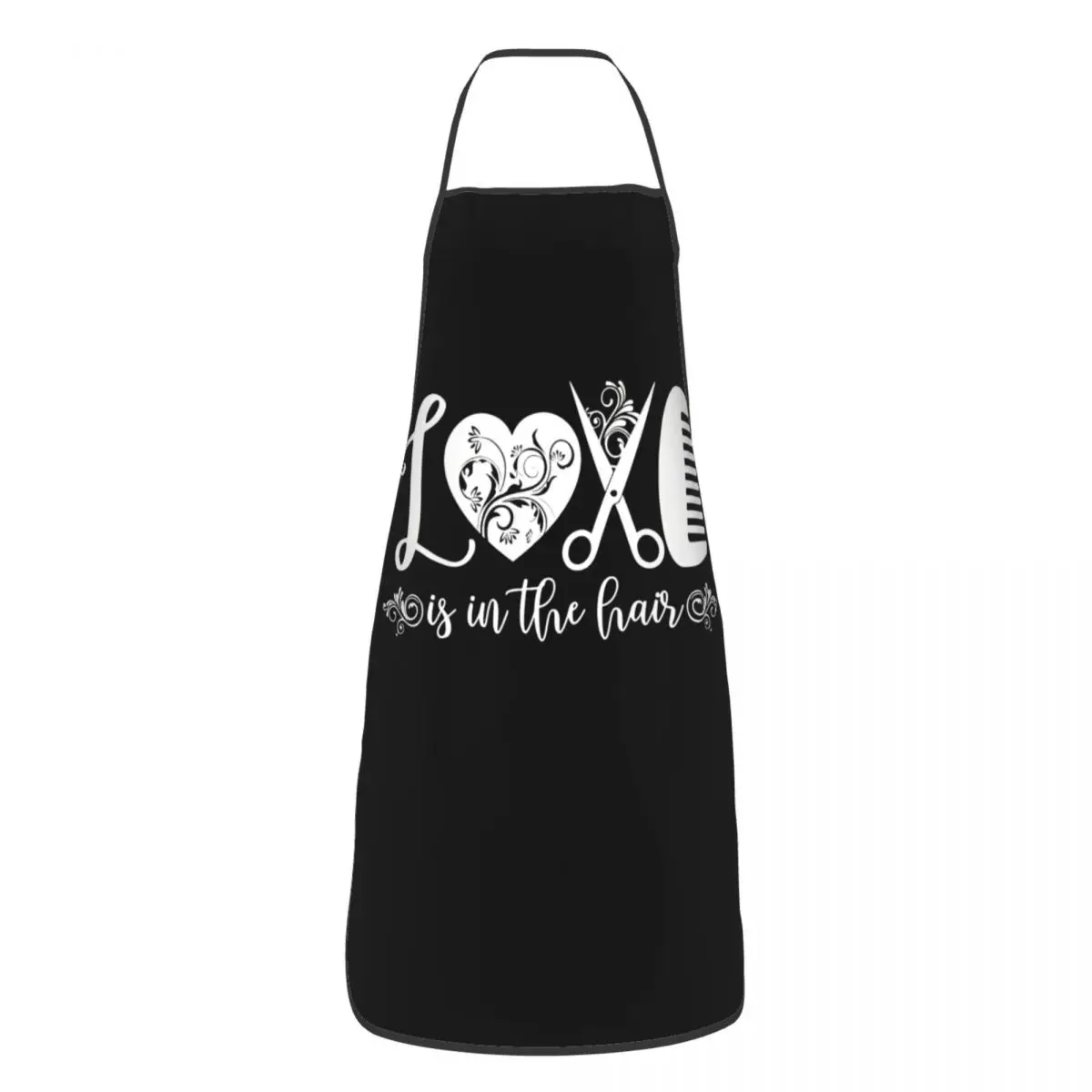 Custom Bib Love Is Full In The Hair Apron for Men Women Adult Chef Cooking Kitchen Hairstylist Tablier Cuisine Baking