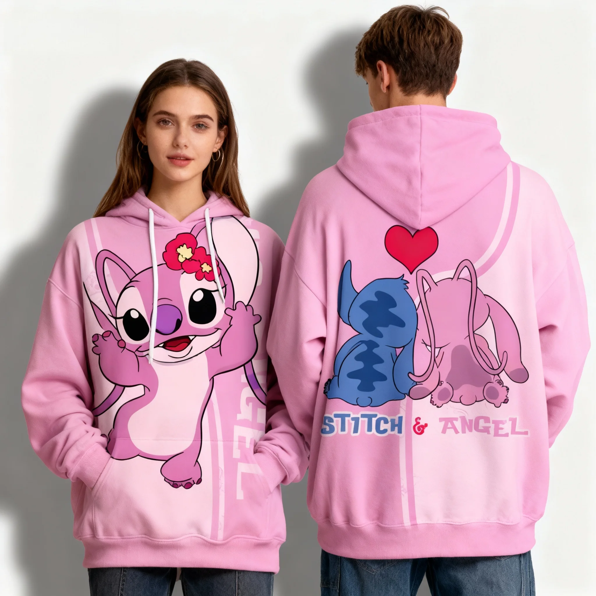 Disney Series Frozen Printed Sweet Cool Street Autumn/Winter Hoodie Oversized Women's Adult and Children's Same Size Jacket