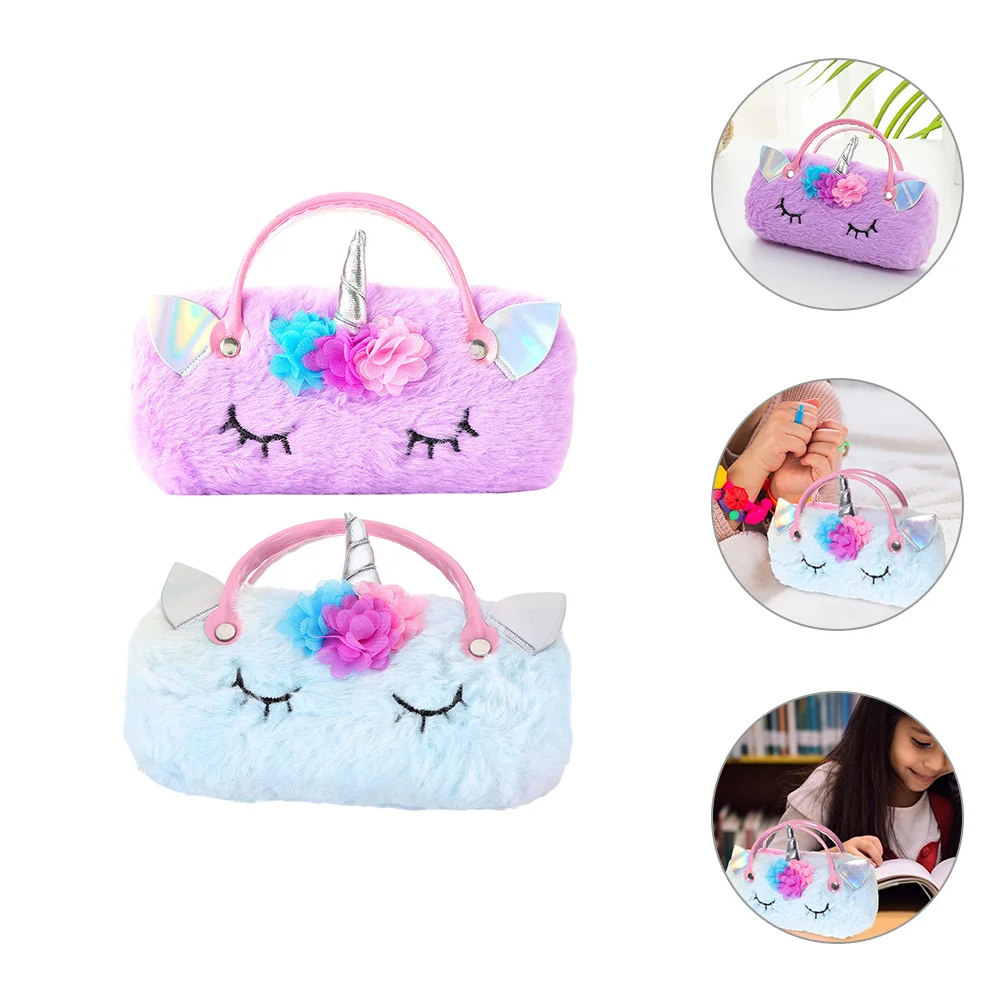 2 Pcs Unicorn Glasses Case Holders Dual Sunglasses Visor Eyeglasses Lightweight Pouch Anti-stress Child