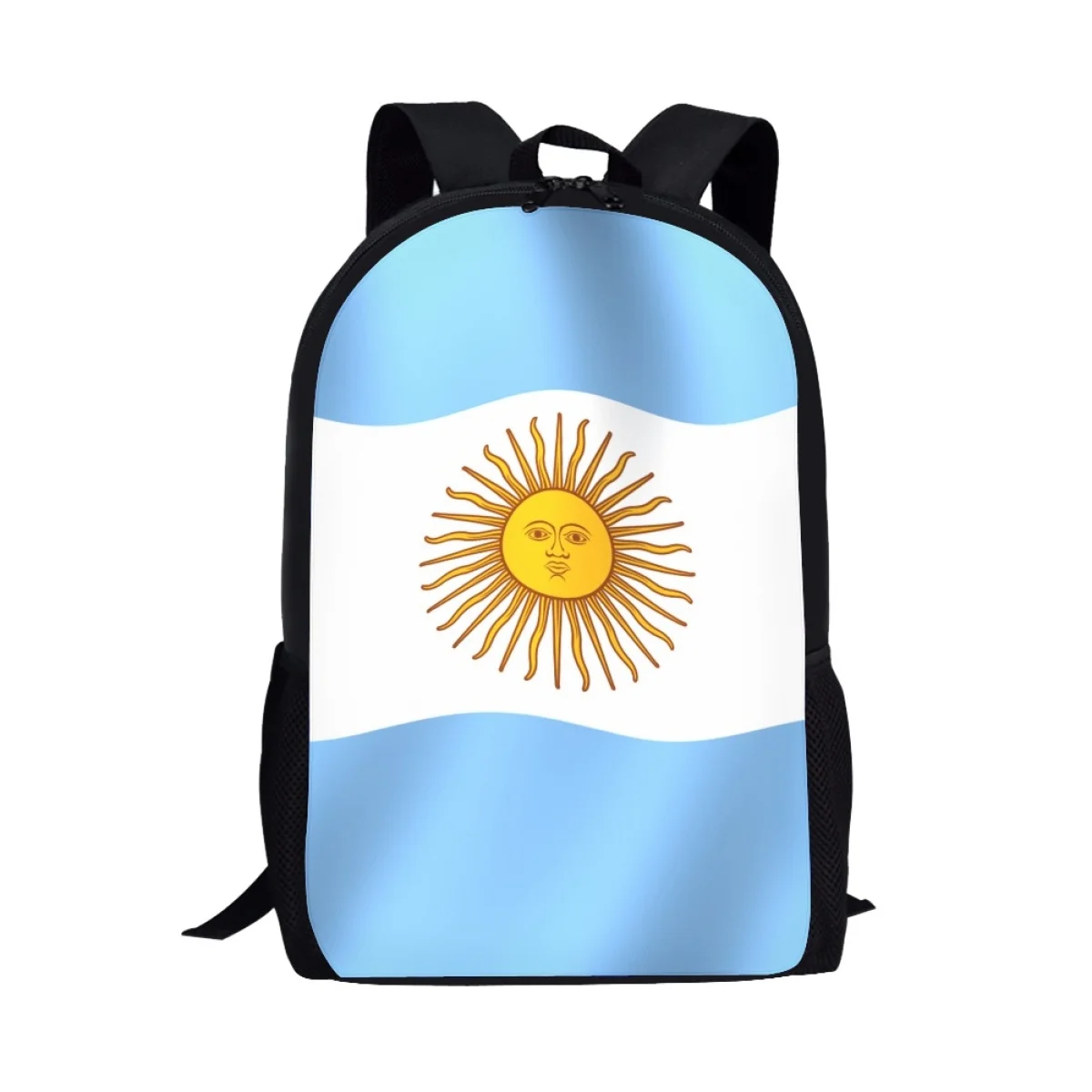 Bolsa escolar infantil de grande capacidade, mochila casual de academia para meninas e meninos, bolsa estilo simples, bandeira da Argentina, mulheres e homens