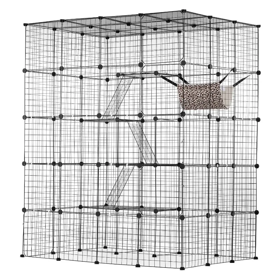 

Large 4-tier Cat Cage 54 x 41 x 69 Metal Wire Cat Enclosure with Hammock