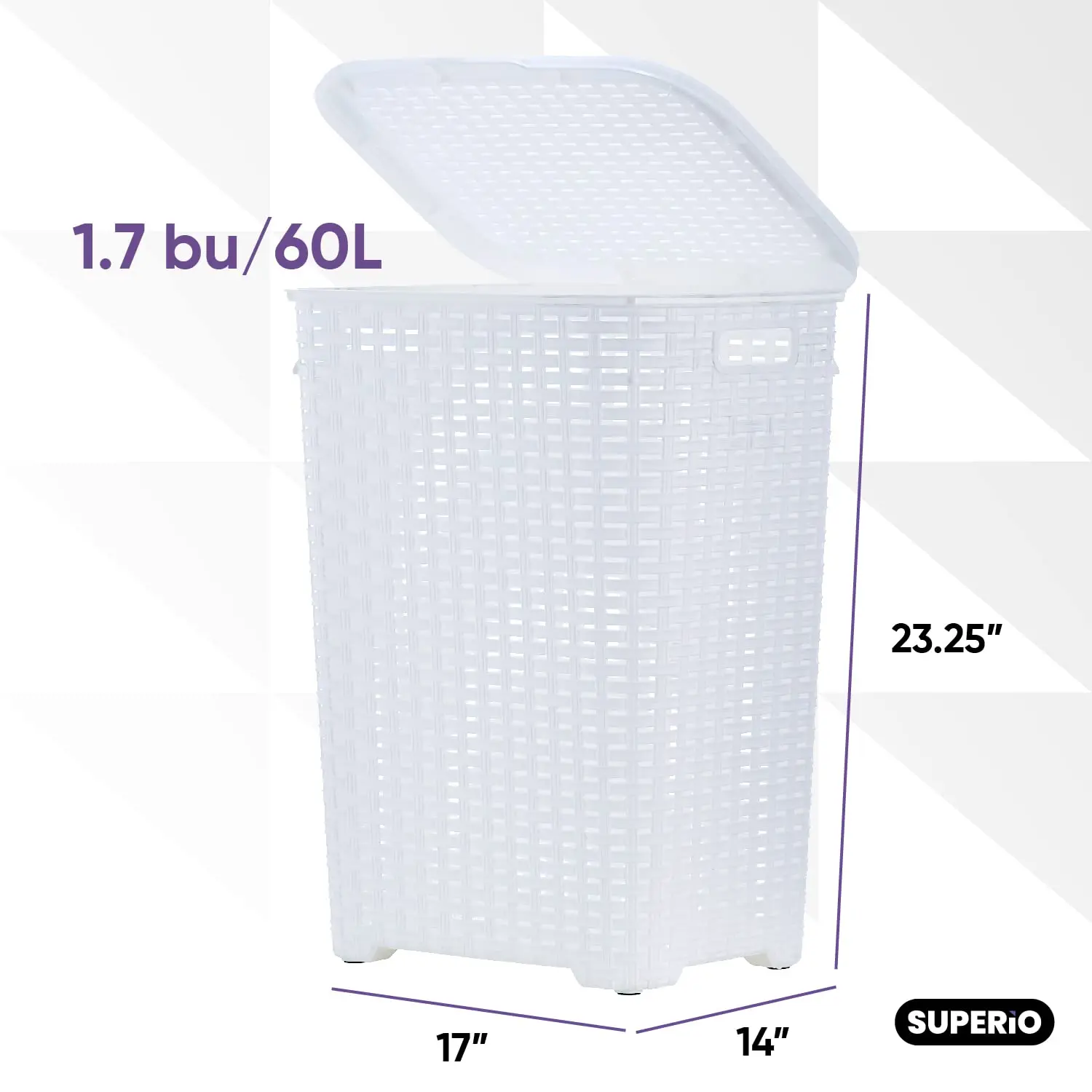 Plastic Laundry Hamper with Lid Laundry Hamper Basket, White 2 Pack Tall Cloths Hamper Organizer with Cut-out Handles. Space