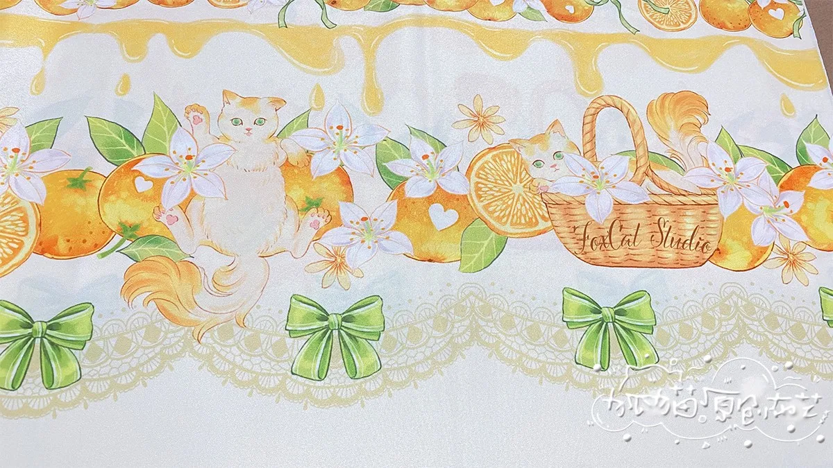 Lovely Lolita Dress Orange Flower Cat fabric borsa da lavoro manuale fai da te materiali per la contabilità a mano gonna per bambini