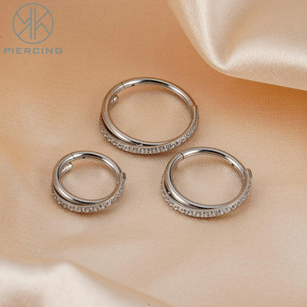 16G Implant Grade Titanium Hinged Seamless Earrings 8mm 10mm Clicker Hoop Ring for Cartilage Helix Rook Septum Daith Tragus