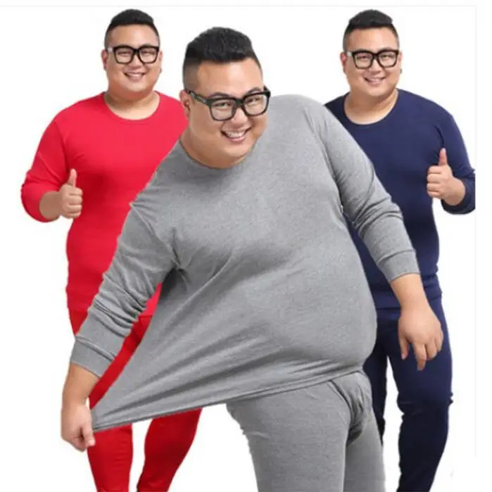Tamanho grande 6xl 7xl 8xl inverno masculino quente 100% algodão roupa interior leggings térmicas define topos e calças elasticidade estiramento