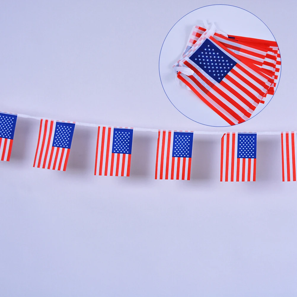 

7M Long USA Flag Banner Decorations for Independence Day 4th July Party Outdoor Streamers National Bunting Polyester