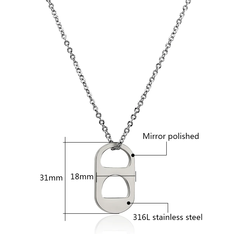 Simple Punky Hollow Eye Shape Necklace Pendants 31X18mm Unisex Stainless Steel Rolo Chain Different Chain Available