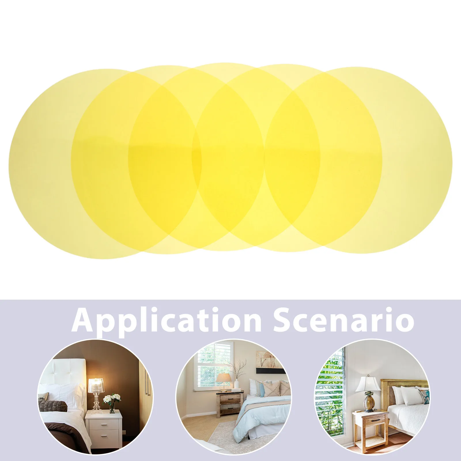 5Pcs Warm Light Film Sticker Colored Round Transparent Overlays 15Cm 5.89 Inch Adhesive Lighting Sheets for Bulbs Spotlight