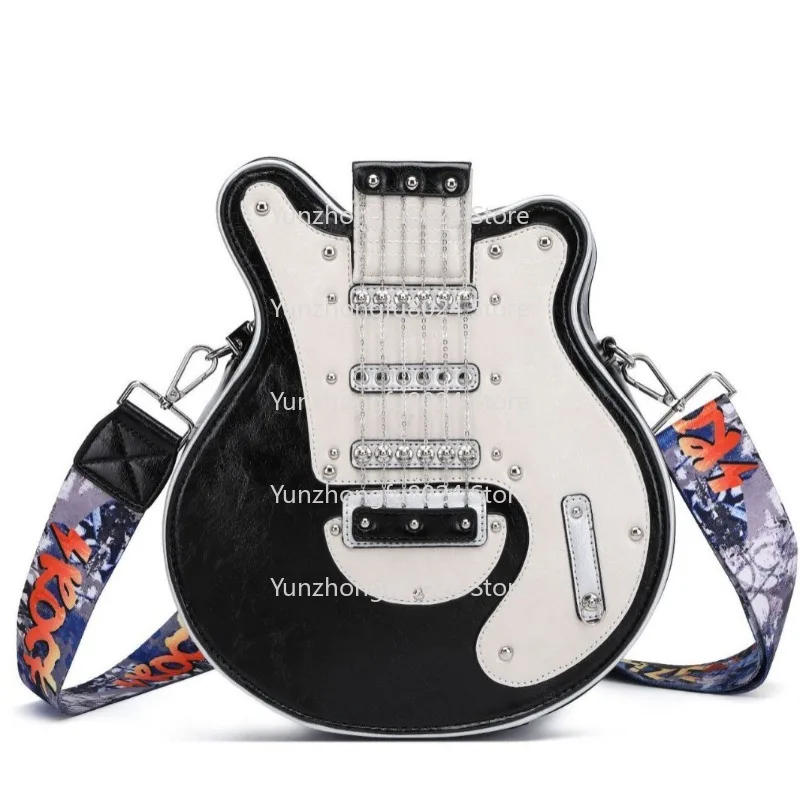 

Women's Bag European and American Shoulder Bag Guitar Shape Handmade Women's Bag Personality and Creativity