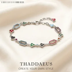 Colorful Asian Ornament Link Chain Far-Eastern Bracelet For Women 925 Sterling Silver Jewelry Feminine Gift