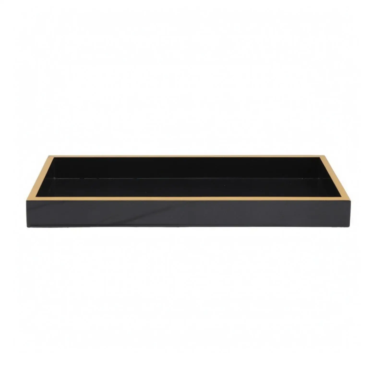 Decorative Tray with Gold Rim | Sleek, Low-Profile Design, Rectangular Tray, for Vanity