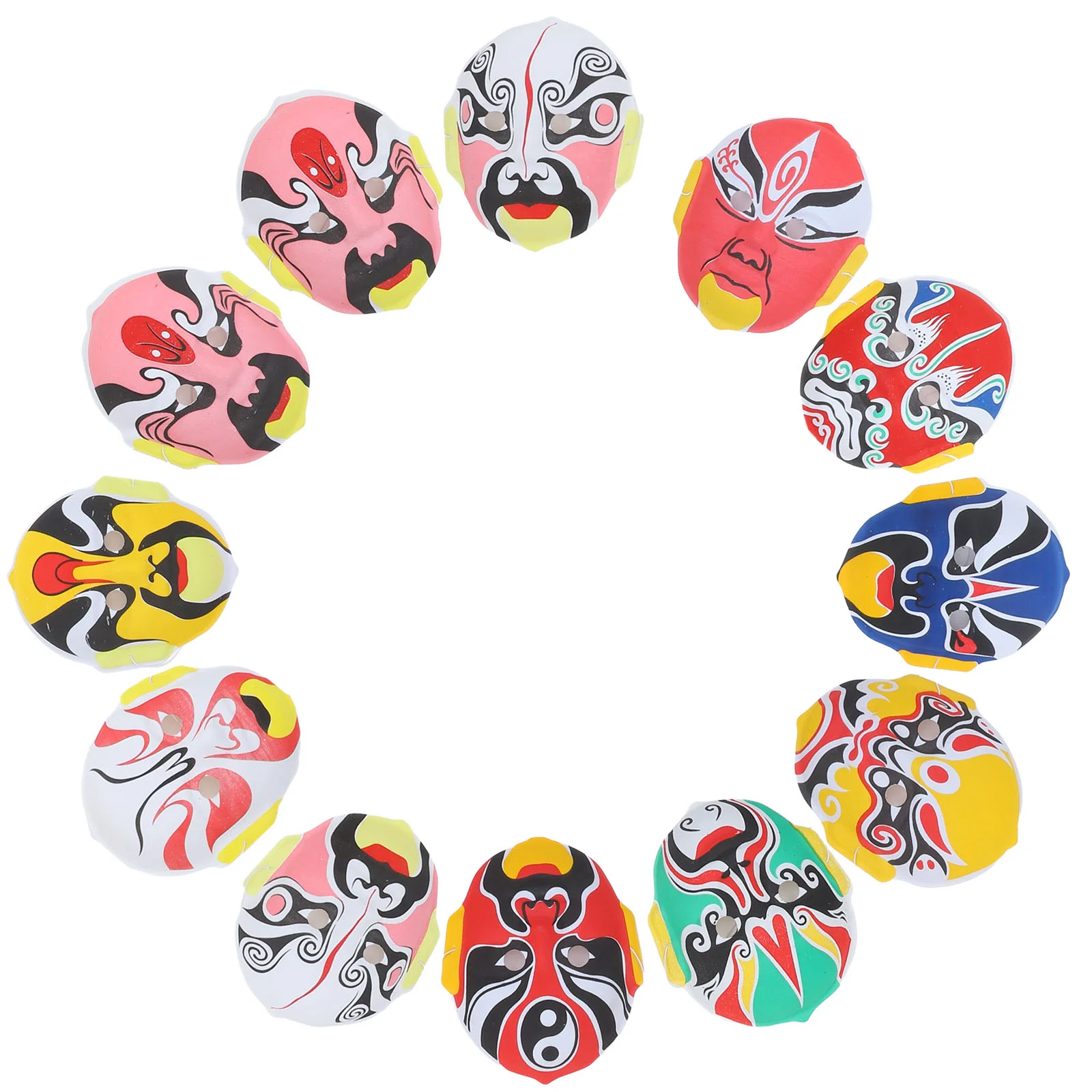 12 Pcs Face Mask Environmental Masks Performance Flocking Chinese Style Cosplay Opera Party Fashion