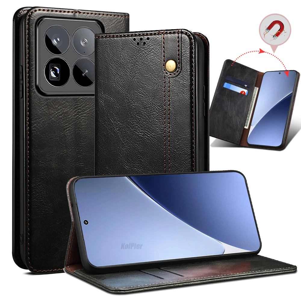 Luxury Leather Flip Wallet Case For Xiaomi Mi 15 PRO / Mi15 Card Slot Stand Magnetic Phone Cover House Protective Bag