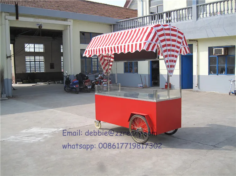 Hochwertiger kleiner Imbisswagen für mobile Zugeständigkeit, Churros, mit Logo und Sonnenschutz