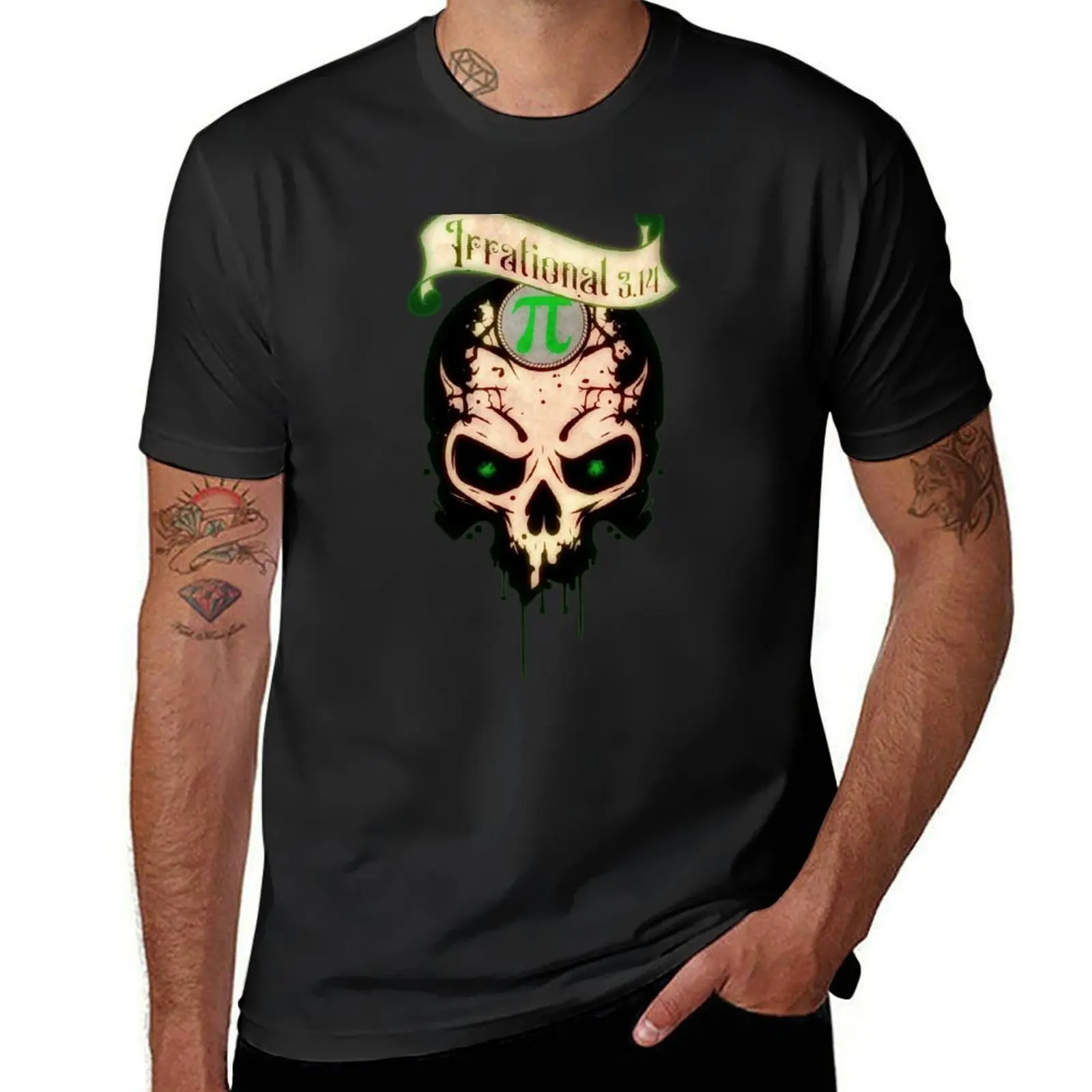 PI Day Irrational Skull Design Forest Green Edition T-Shirt cute clothes cute tops sublime mens big and tall t shirts