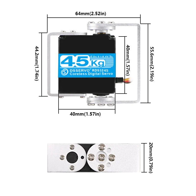 Servo impermeabile 45KG RDS3245 custodia in alluminio a 180/270 gradi Servo senza nucleo con ingranaggio in metallo digitale per Robot per barche cingolate per camion auto RC