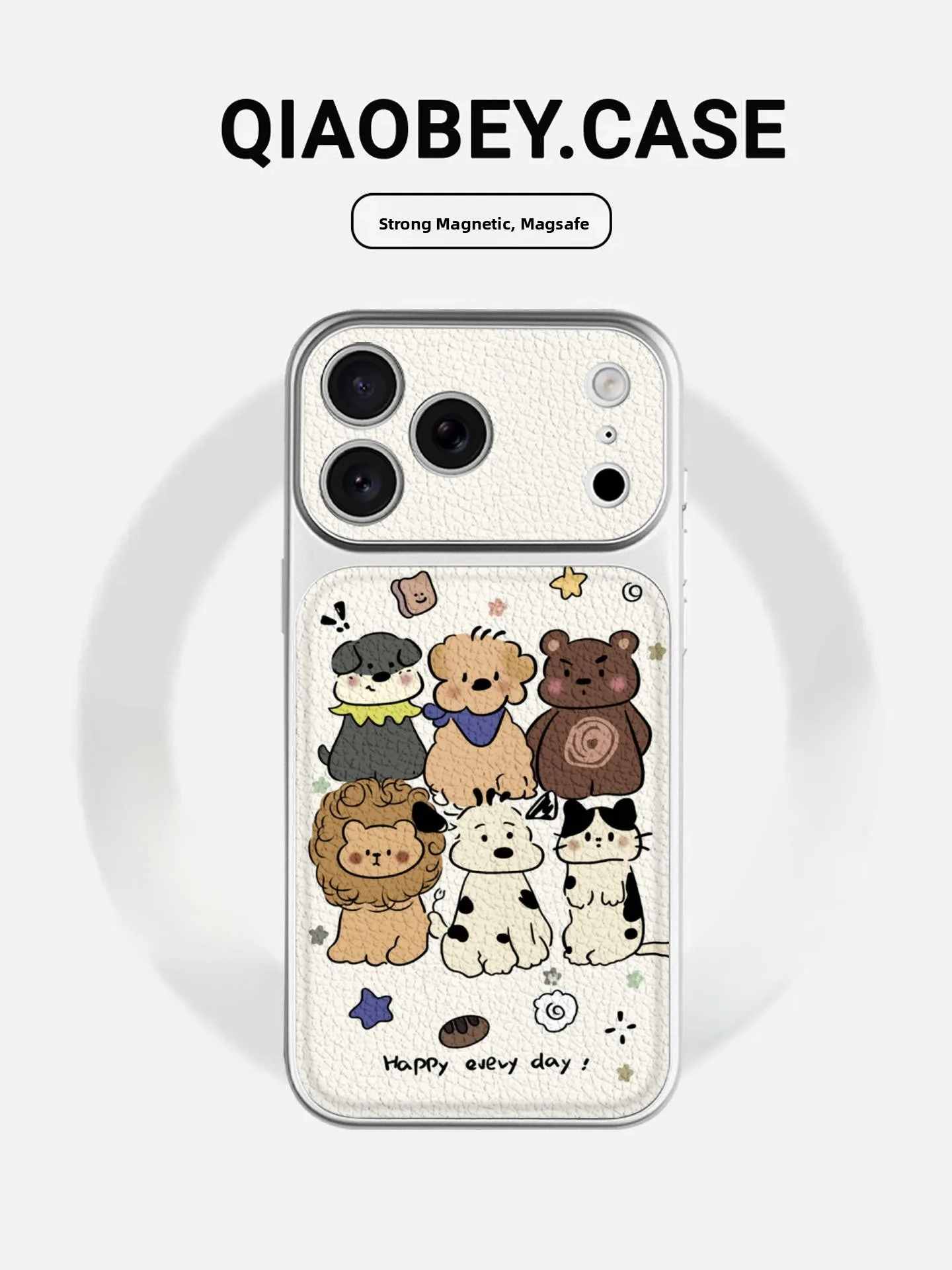

Cute Animal Phone Case Transparent View iPhone 17 pro Max Cartoon Design Protective Cover Female Style Full Screen Prot...