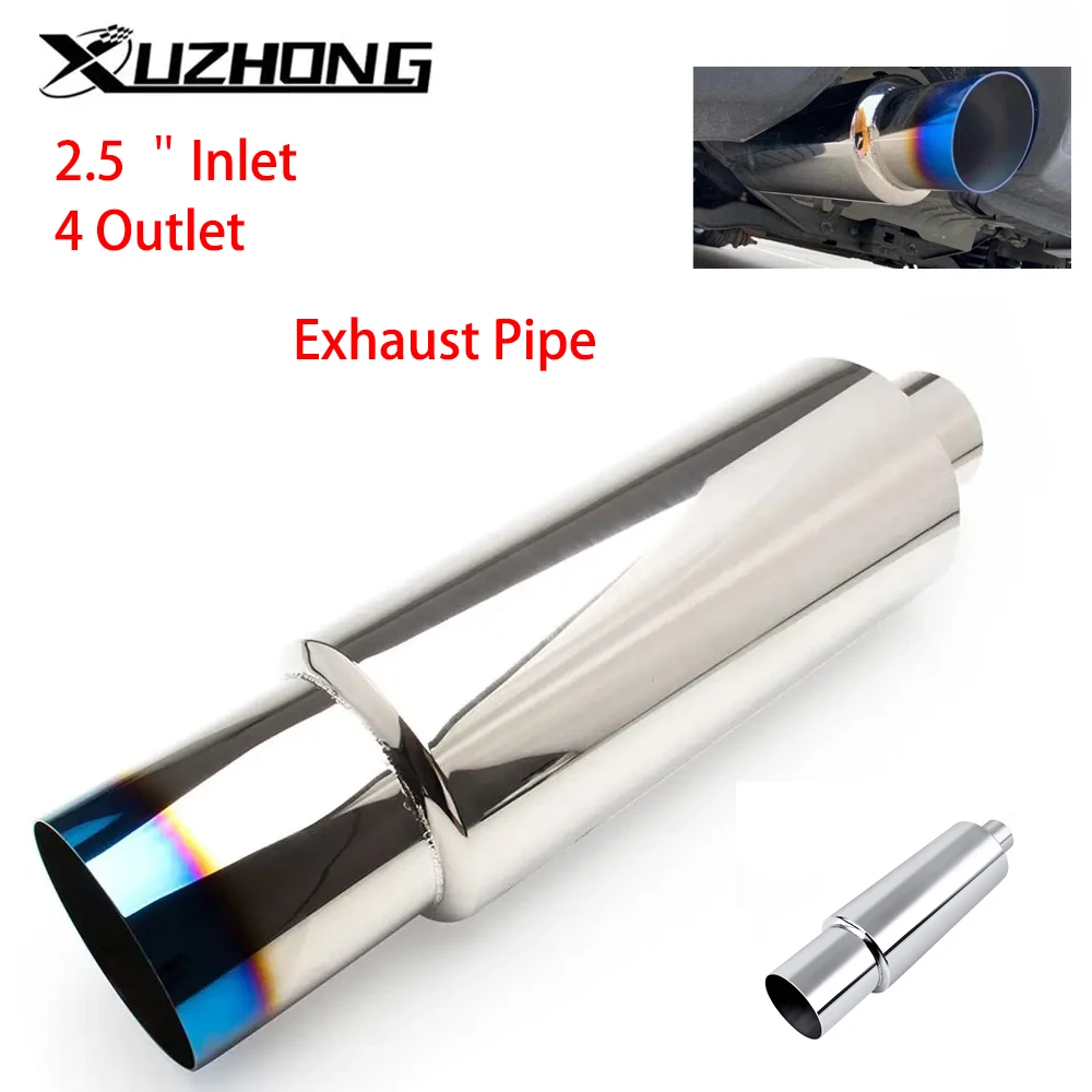 New Tail Pipe Auto Exhaust Systems Stainless Steel Muffler Tip TailPipe Universal Inlet 2.5Inch Outlet 4Inch Motorcycle Silencer