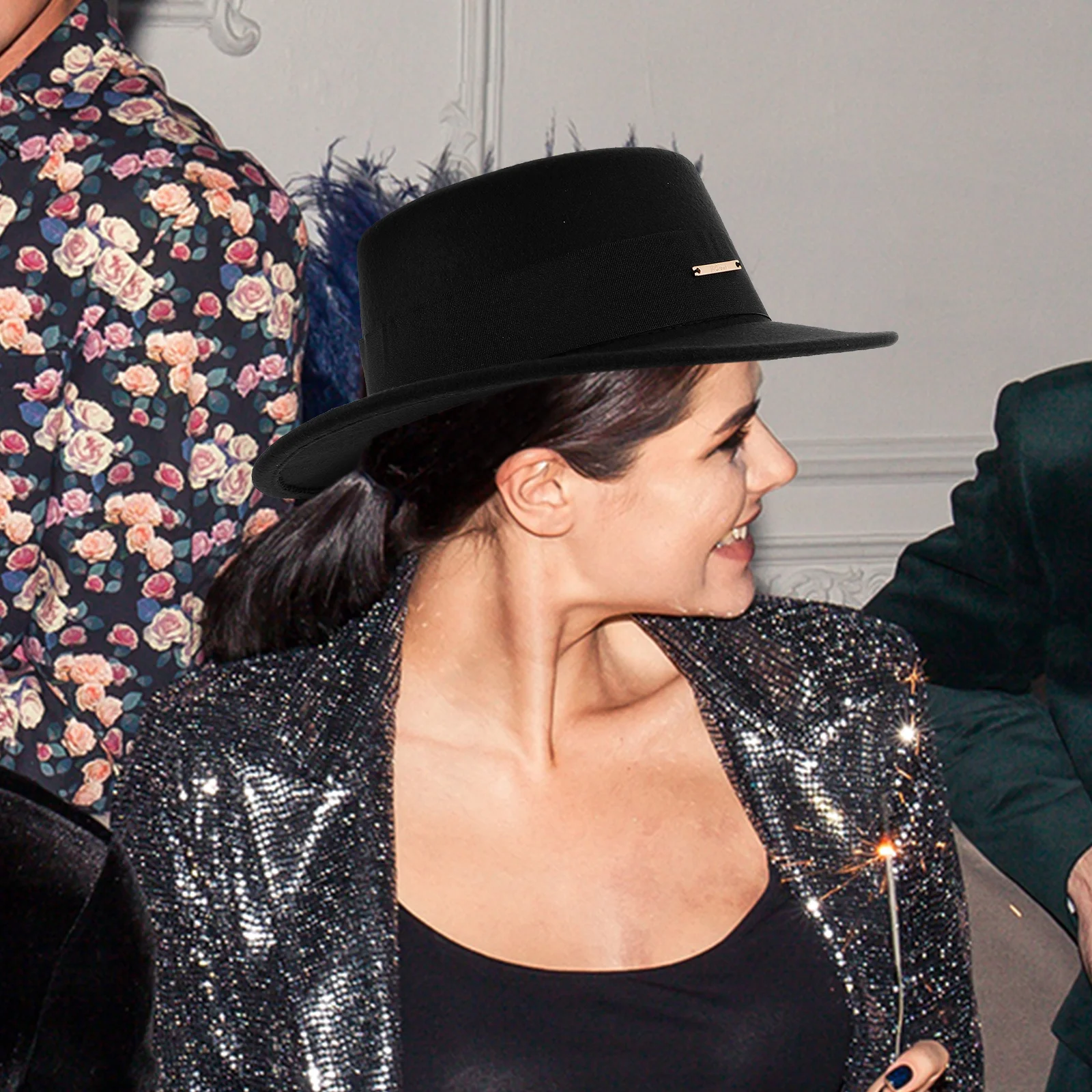 قبعة فيدورا كلاسيكية مسطحة ذات حافة واسعة للجنسين، قبعة سوداء أنيقة وناعمة دافئة للمناسبات الرسمية غير الرسمية وأغطية الرأس العصرية #5