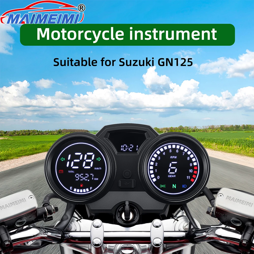 Motorcycle Digital Instrument 0-1100rpm Tachometer Odometer Fuel voltage With low oil volume alarm for suzuki GN125