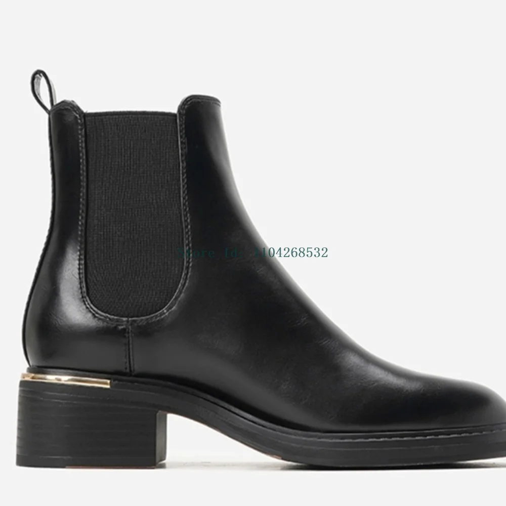 Botas modernas de retales de cuero genuino, botines sexis con punta estrecha y tacón cuadrado, sin cordones, recién llegados, moda para mujer