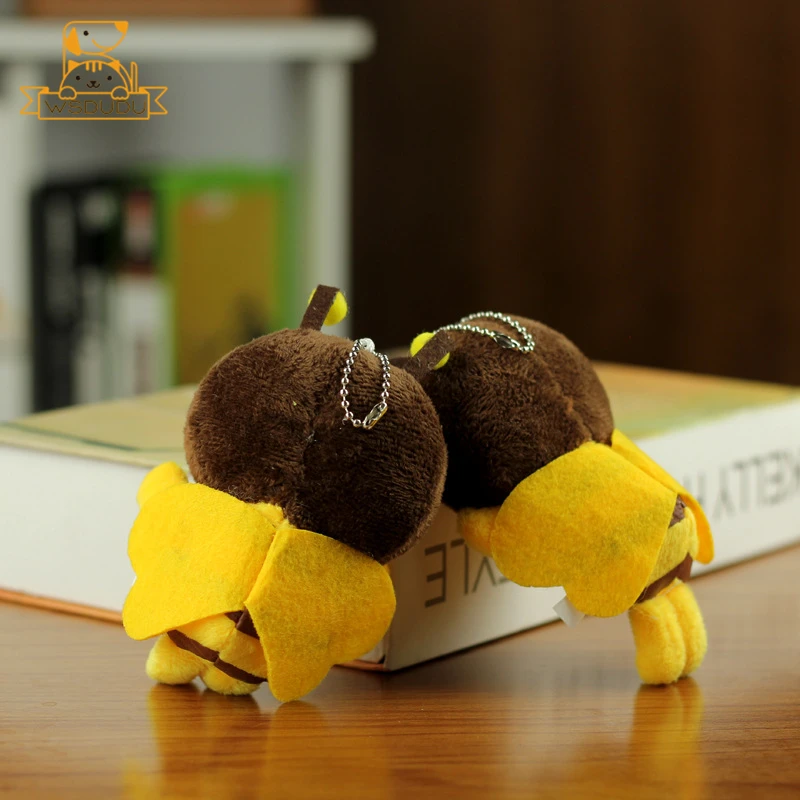 النحل أفخم المفاتيح الكرتون محشوة ألعاب حيوانات مع سبيكة سلسلة حقيبة سحر لطيف صغير نحل العسل كيرينغ الديكور الاطفال الكبار هدية