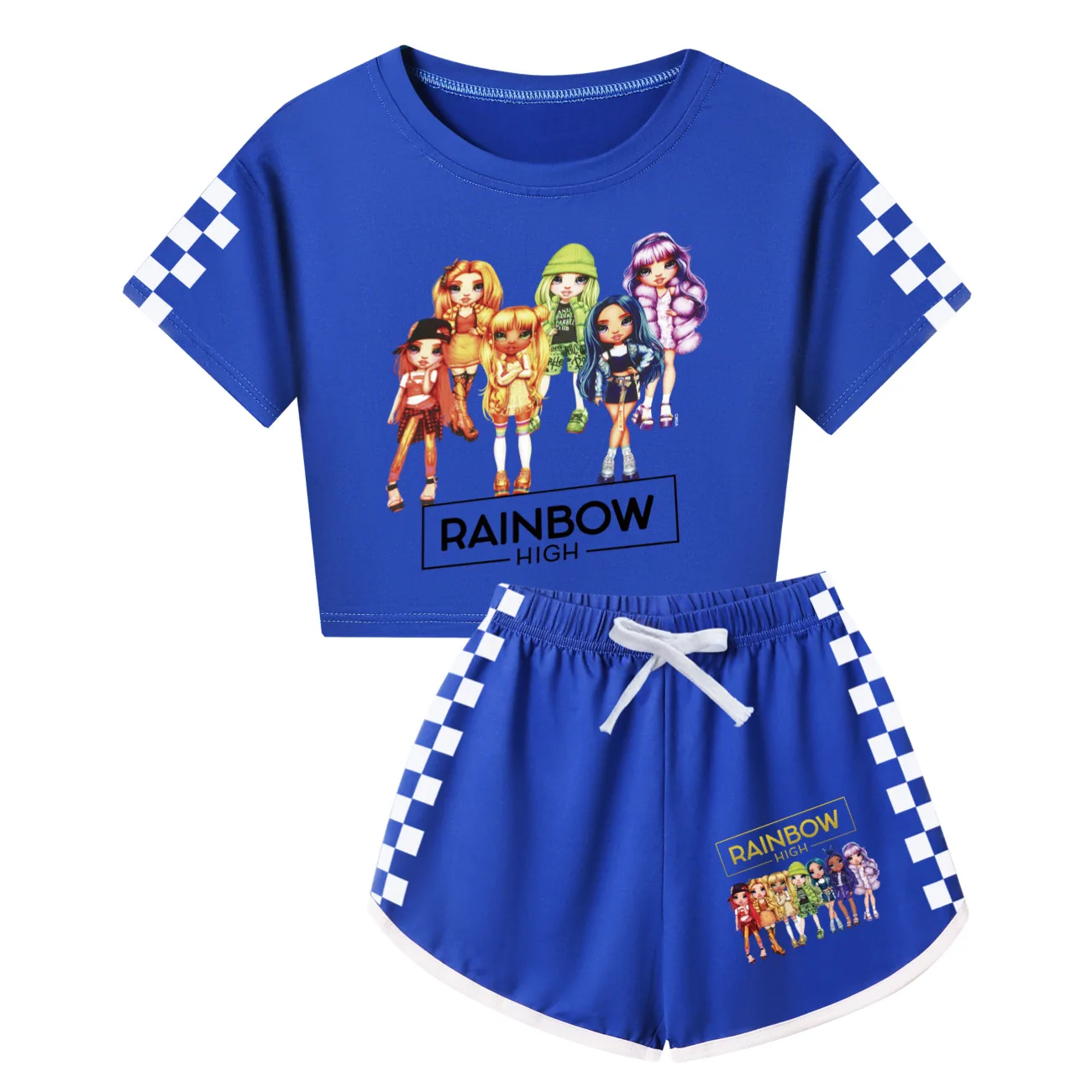 Set di abbigliamento alto arcobaleno ragazze estate bambini maglietta con ombelico + pantaloni set di 2 pezzi abbigliamento per bambini abiti