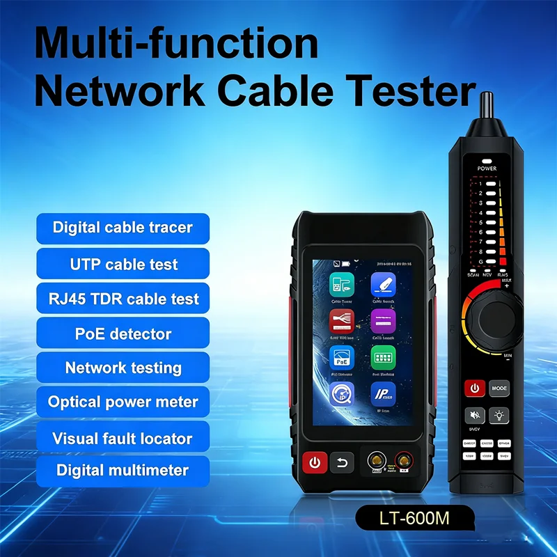 Tahlitech utp testador de cabo poe vfl opm tdr medidor de nível teste ip busca varredura tracer em uma ferramenta de cabo de rede 4 "teste de cabo