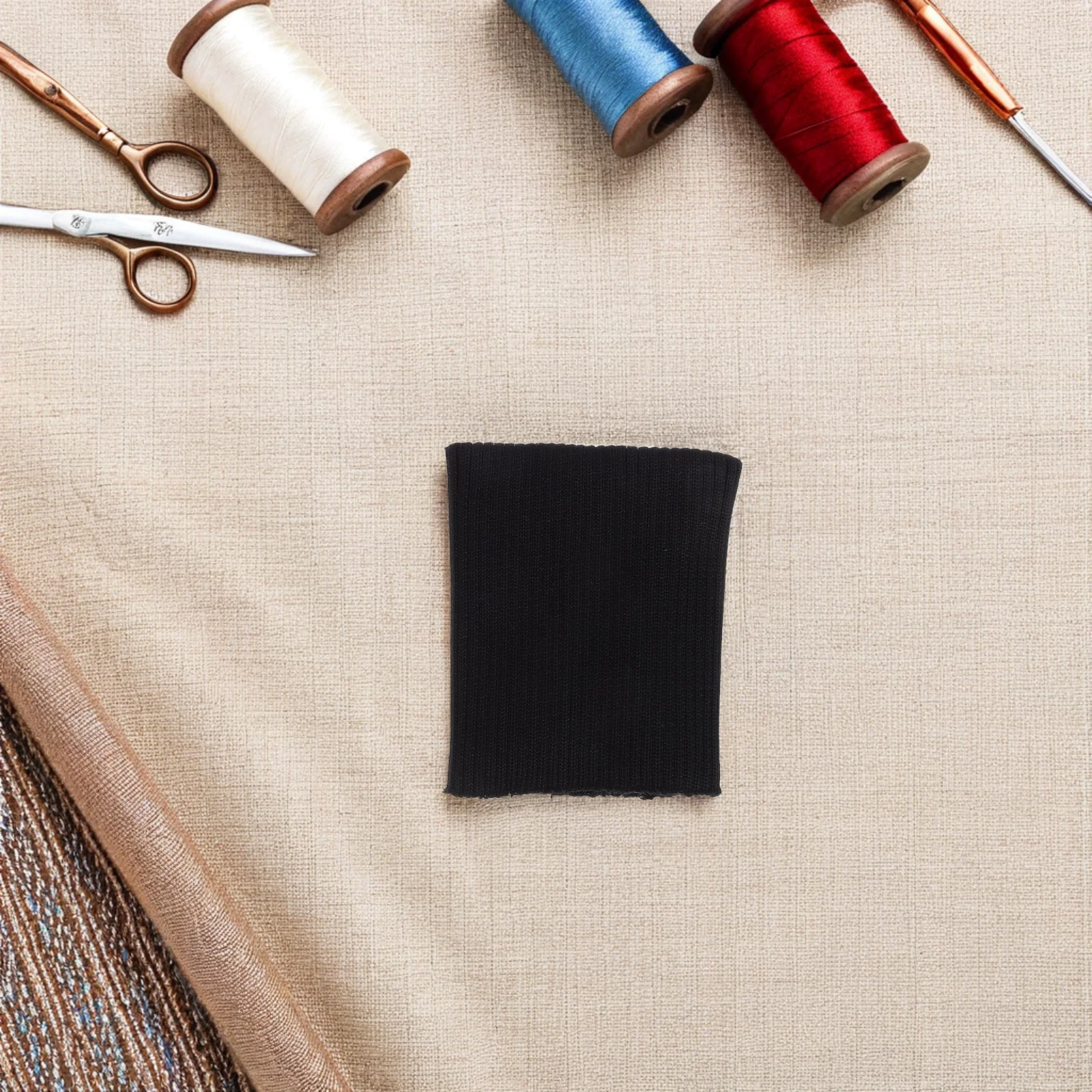 

1Pair Stretch Knit Rib Sleeve Cuff Replacement Tubular Knit Ribbing Fabric Jacket Sportswear Sewing Black Ribbing Cuff Material