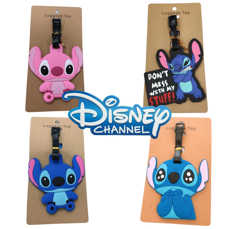 Disney Lilo & Stitch Luggage Tags Kawaii Anime Figures Suitcase Tag Travel Accessories PVC Baggage Holder Label Bag Pendant Gift