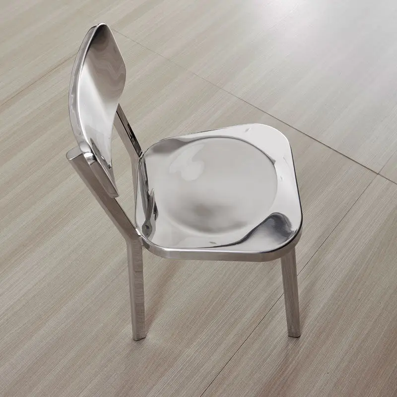 

Stainless Steel Backrest Chair Modern Simple Dessert Milk Tea Shop Western Restaurant Table and Chairs Combination Outdoor Cafe