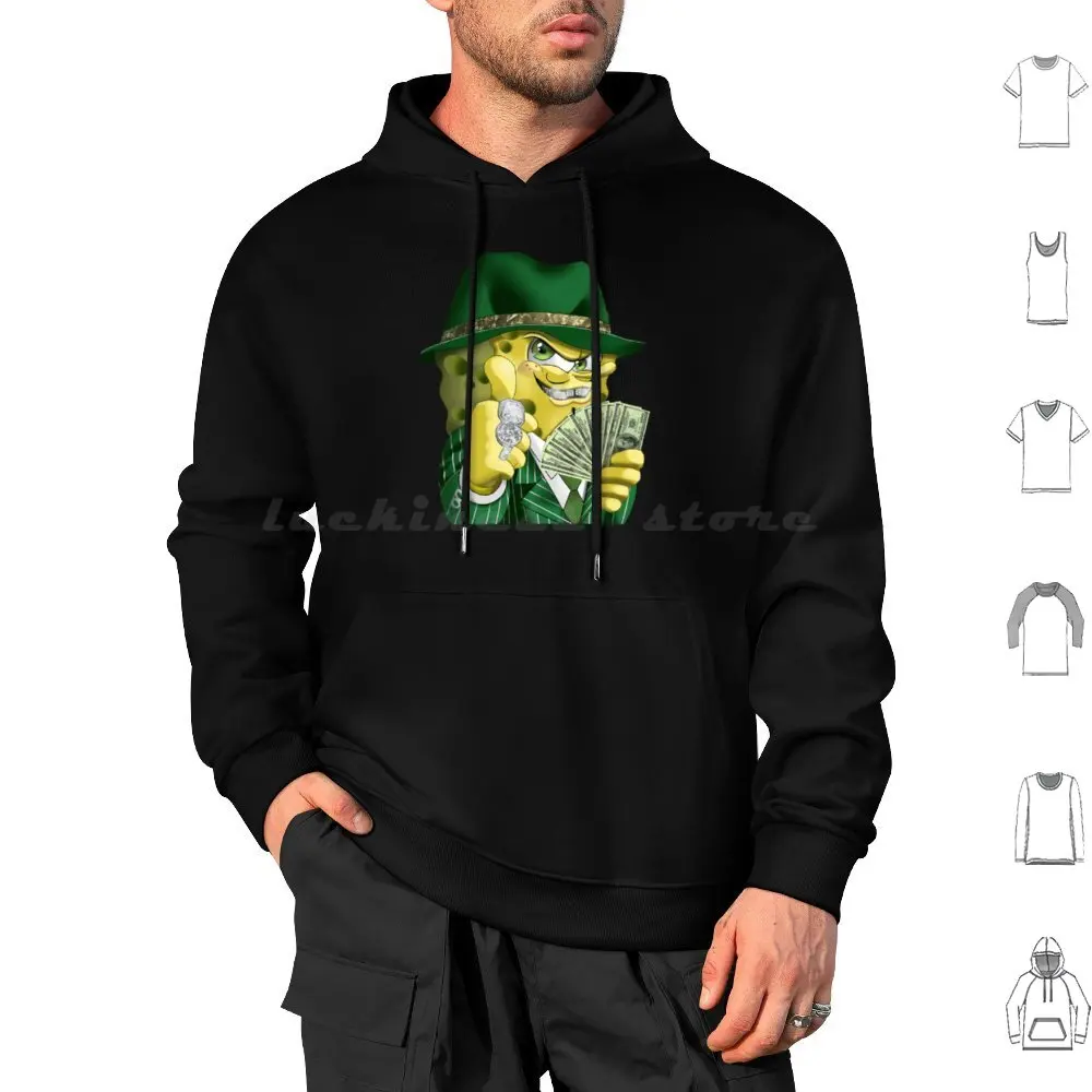 Gangster Hoodies Langarm Gangster Meme Gangster lustige Cartoon coole Zuhälter Shitpost Meme grüne Kinder Memes Gangster Junge