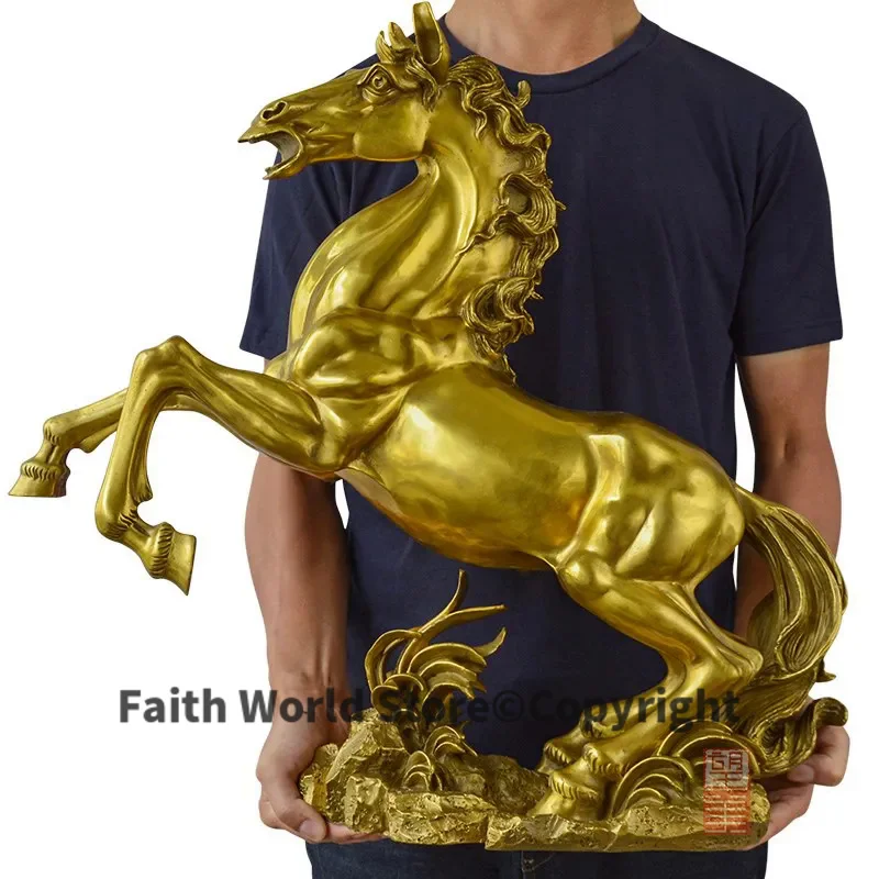 

huge -Business Efficacious Money Drawing Talisman House Protection -Home office Golden FENG SHUI KAI GUANG Bronze horse statue