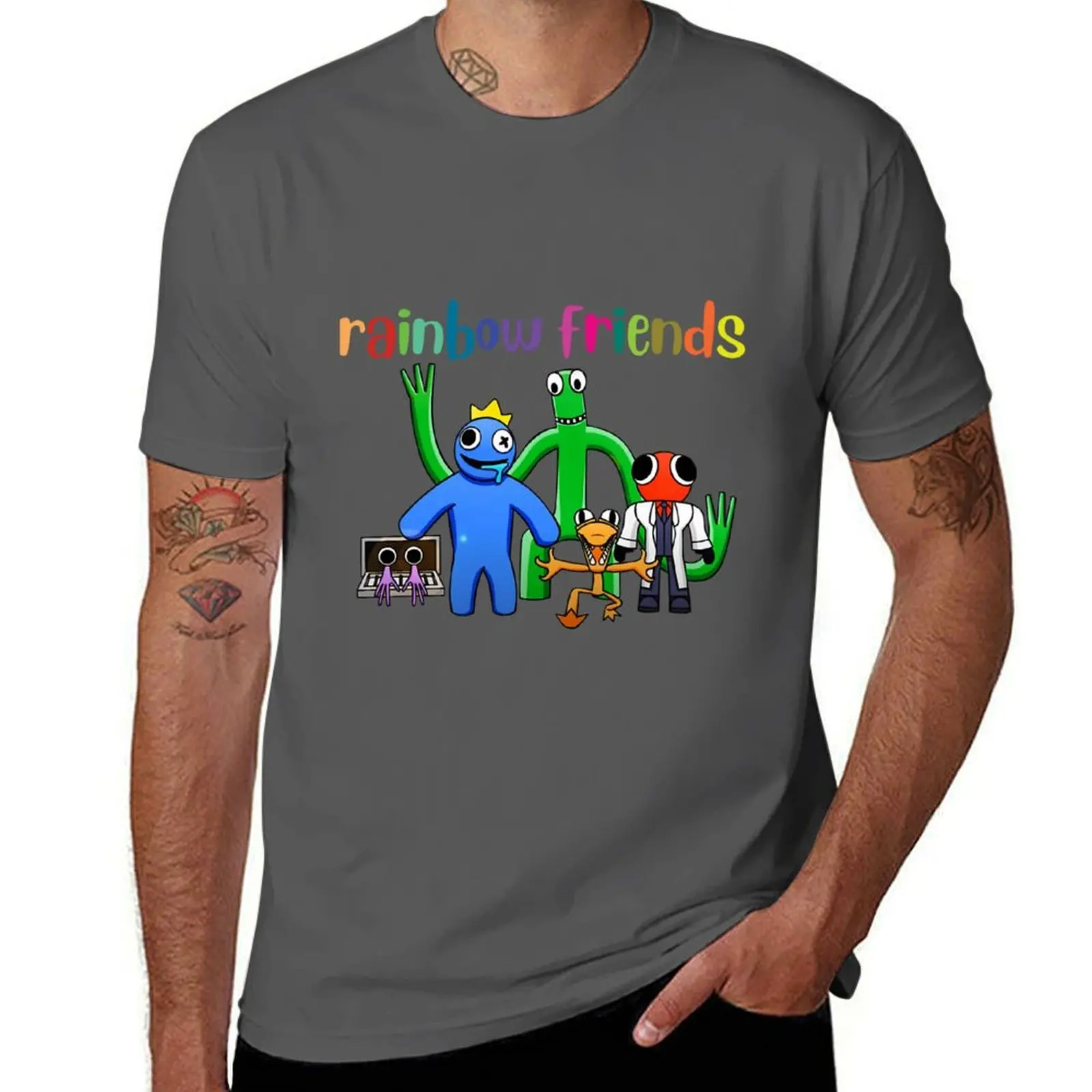 

rainbow friends (3) T-Shirt boys animal print graphics anime plain white t shirts men