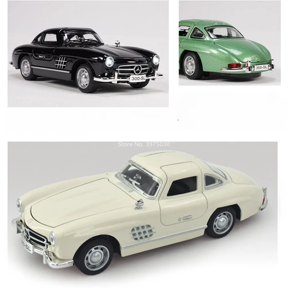 1:32 Benz 300SL Autos Legierung Diecast Modelle Spielzeug Rad Zurückziehen Miniatur Fahrzeug Gummi Reifen Oldtimer für Kinder Geburtstagsgeschenke