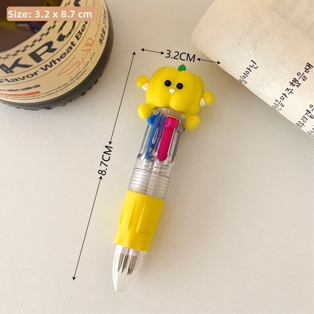 

Creative Office Four-Color Ballpoint Pen School Stationery Multi-Color Click Pen Daily Use Cartoon Vegetable Push Pen Student