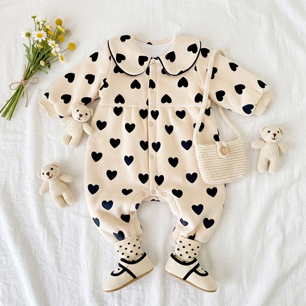 Ropmers Clothing Infants Baby Girls Long Sleeve Baby Clothes Cute Winter Heart