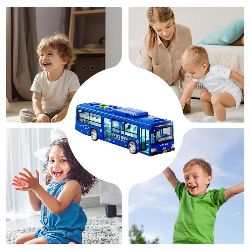 Bus Model Toy Large Bus Roleplay Toy Educational Play Vehicles Toy Battery-Operated Car Model Toy With Music And Light Openable