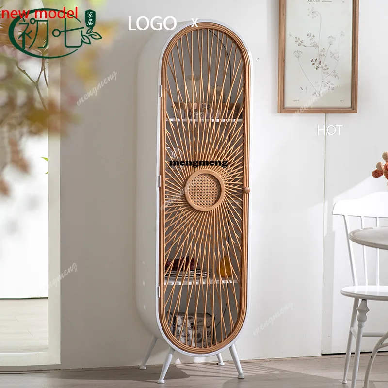 

H132 Bamboo Arched Door Standing Cabinet White Wrought Iron Multi-layer Display Cabinet Creative Design Corner Cabinet