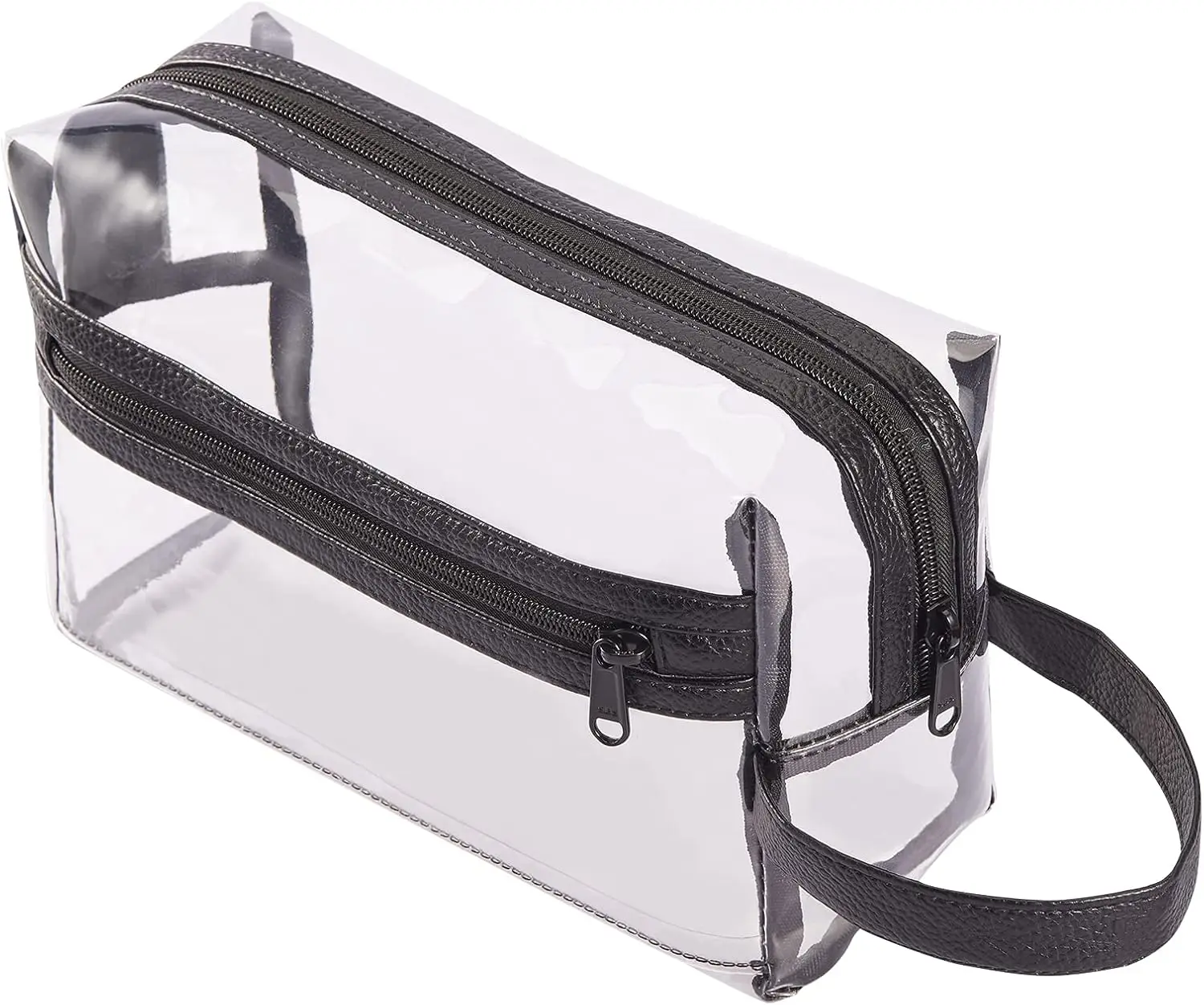 Clear Travel Toiletry Bag with Handle Water Resistant PVC Cosmetic Organizer Pouch for Shaving Kit