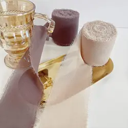 5m/Roll Frayed Edged Wrinkle Chiffon Silk Ribbon Handmade Ripped Wedding Party Flower Bouquet Gift Packing Decorations DIY Craft
